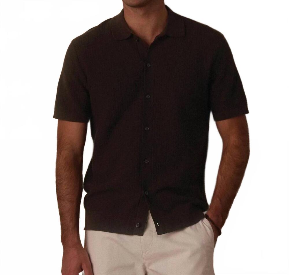 NEW THE NORMAL BRAND breezeknit button up shirt in dark brown